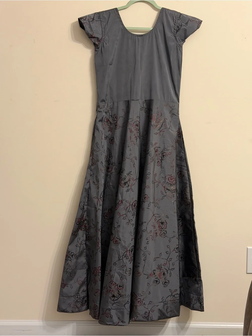 Women’s Charcoal Gray Embroidered Maxi Dress
